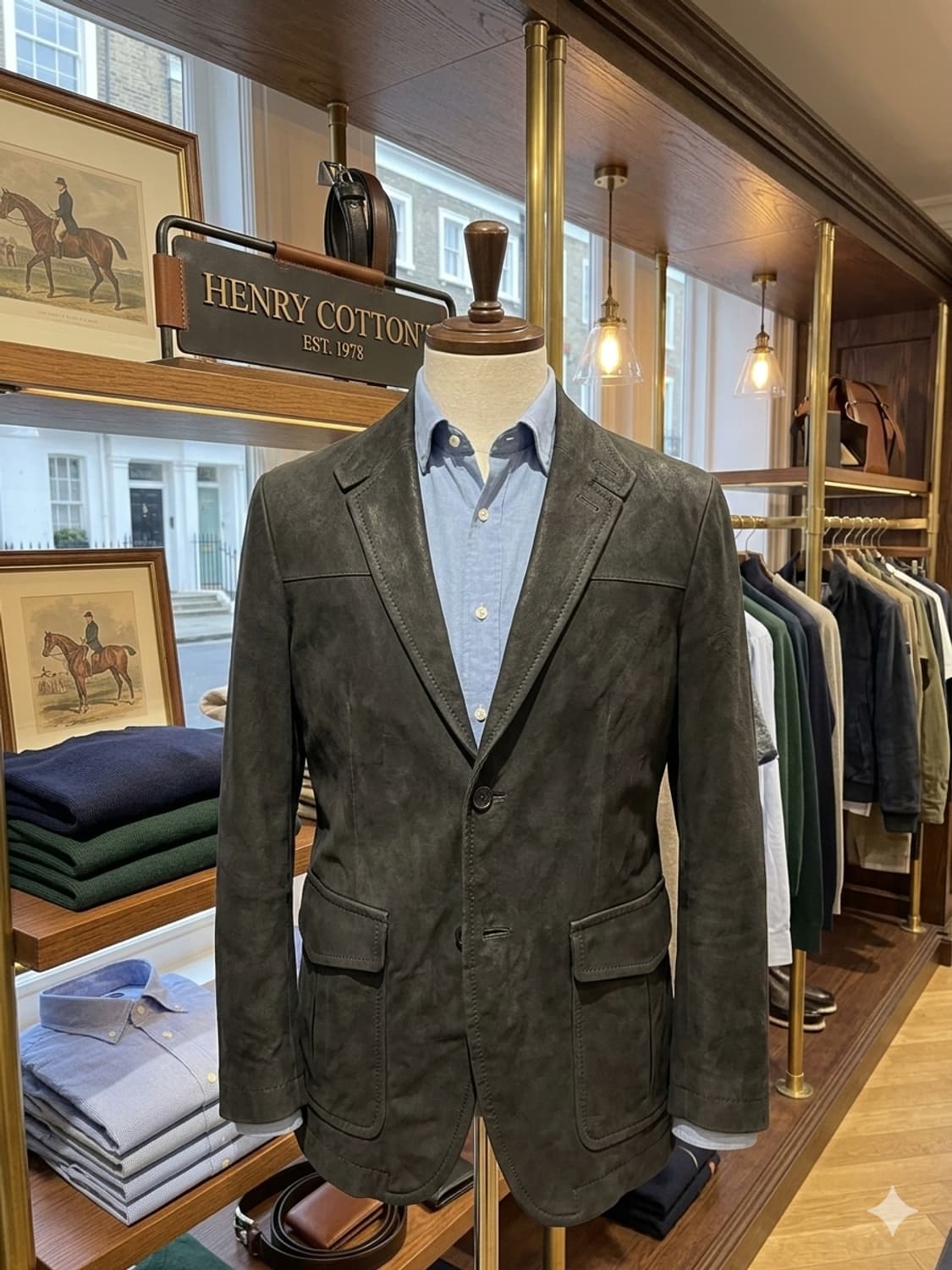 헨리코튼 천연 양가죽 헌팅 스웨이드자켓(95사이즈) 상품이미지1