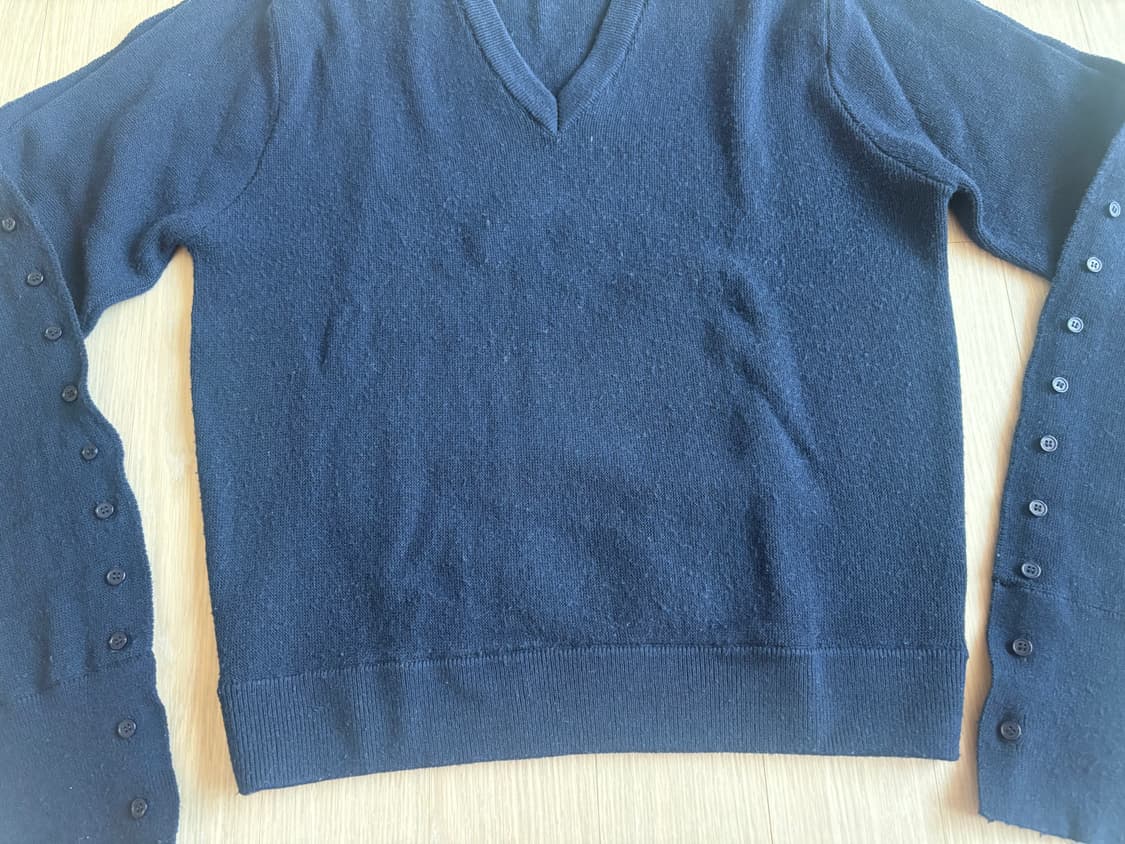 플리즈프로젝트 버튼 슬리브 브이넥 니트, 네이비 상품이미지8