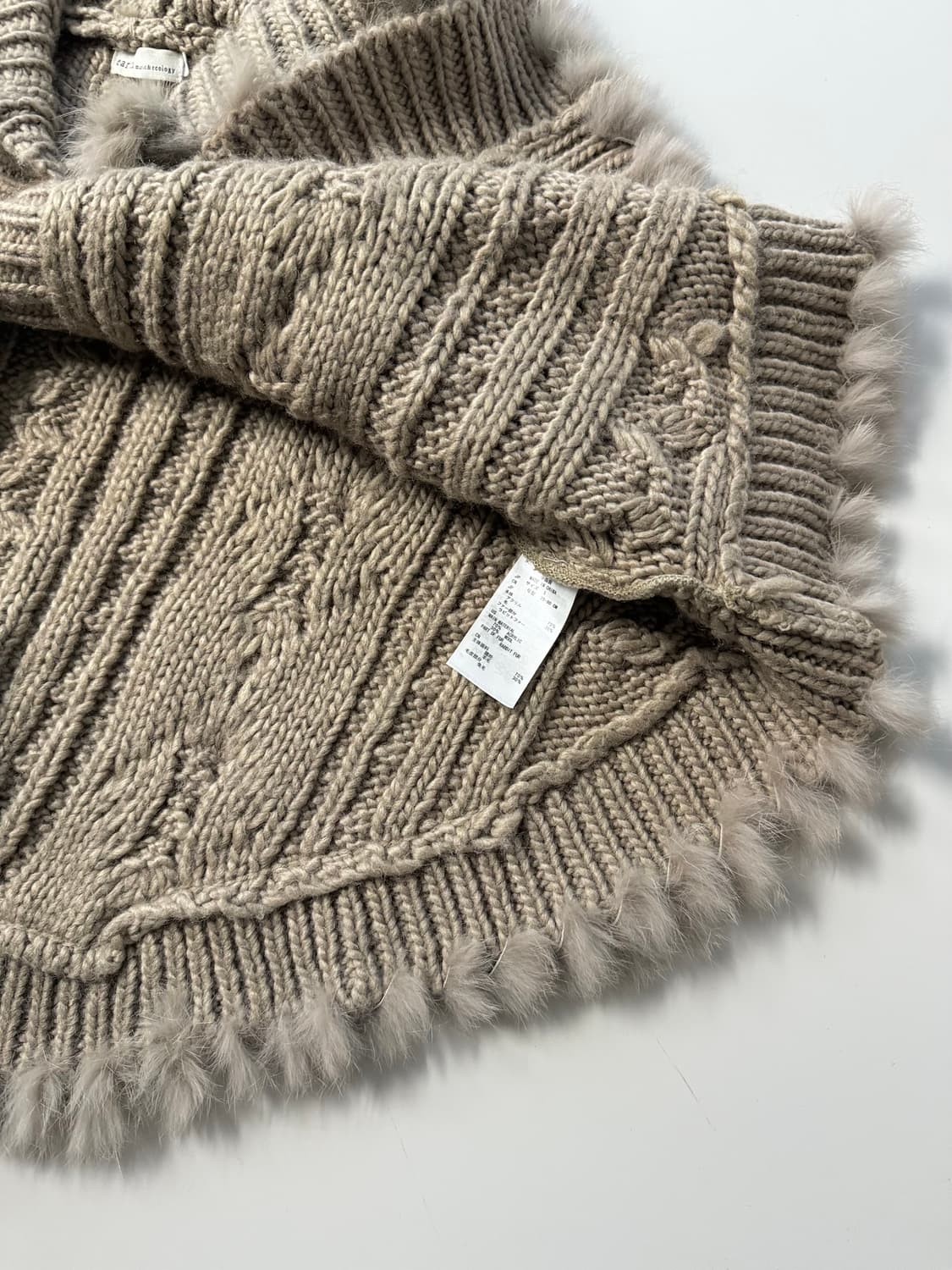 울 혼방 래핏 퍼 트리밍 니트 케이프 가디건 상품이미지2