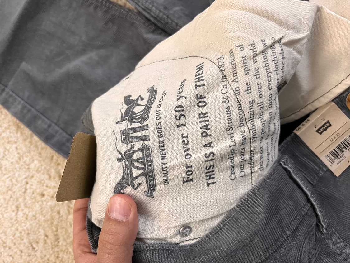 [새상품/32x30] 리바이스 505 레귤러 핏 코듀로이 팬츠 그레이 상품이미지5