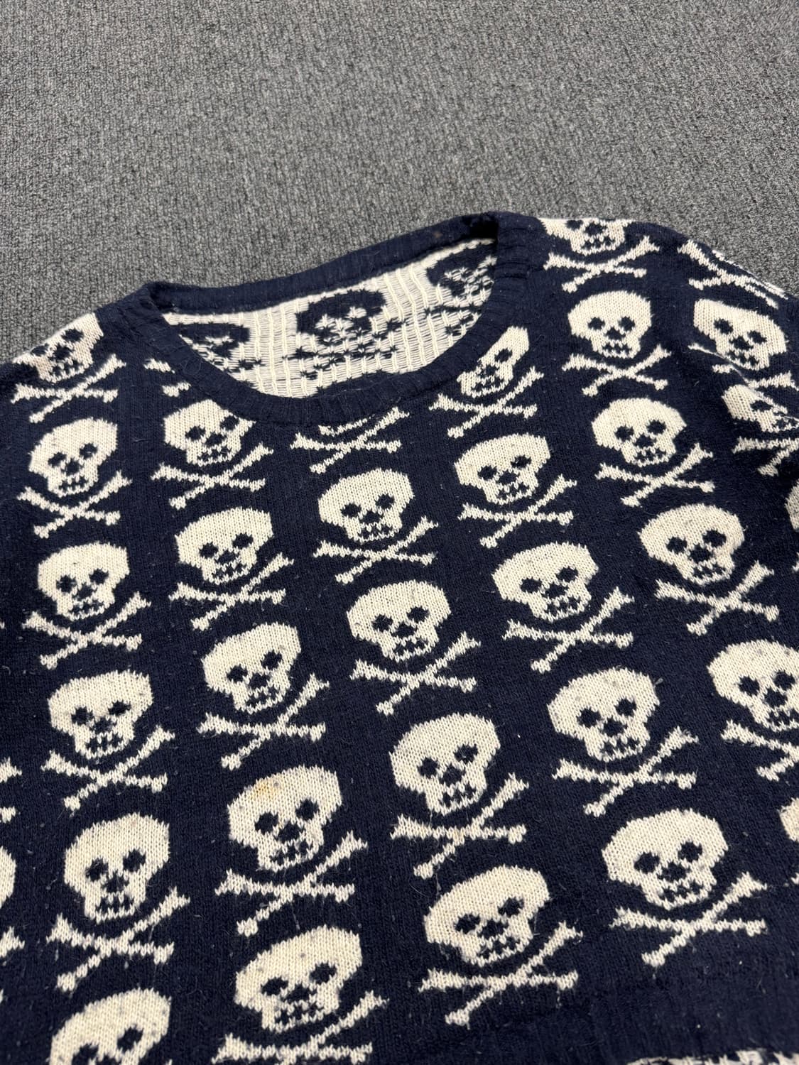 OS)Japanese vintage 여성 스컬 패턴 니트 상품이미지3