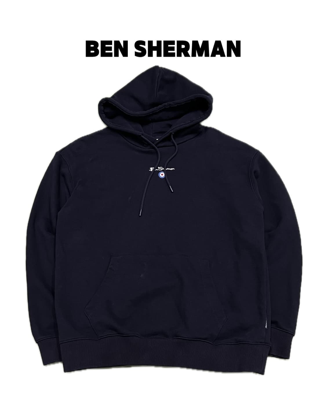 (105) 벤 셔먼 모스 타겟 백 프린팅 후드 티 다크네이비 상품이미지1