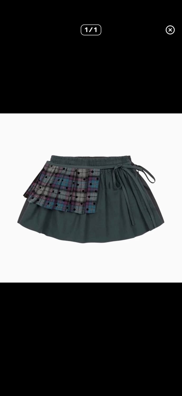 오헤시오 체크 투웨이 미니 스커트 애쉬 블루 상품이미지1