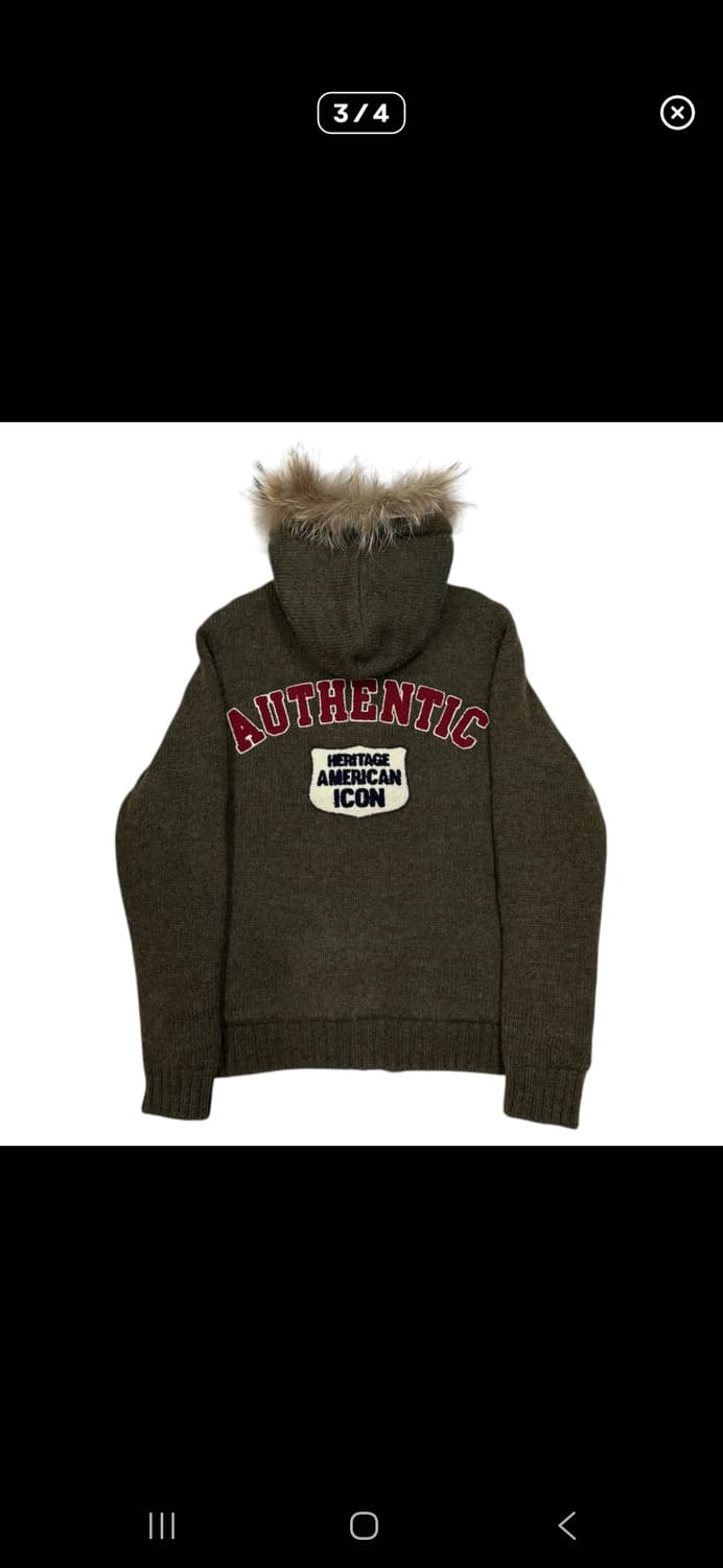 빈티지 지프 울니트 집업 라쿤 퍼 후드집업 상품이미지2