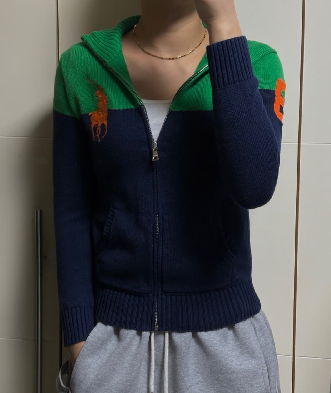 폴로 랄프로렌 빅포니 네이비 니트집업 상품이미지1