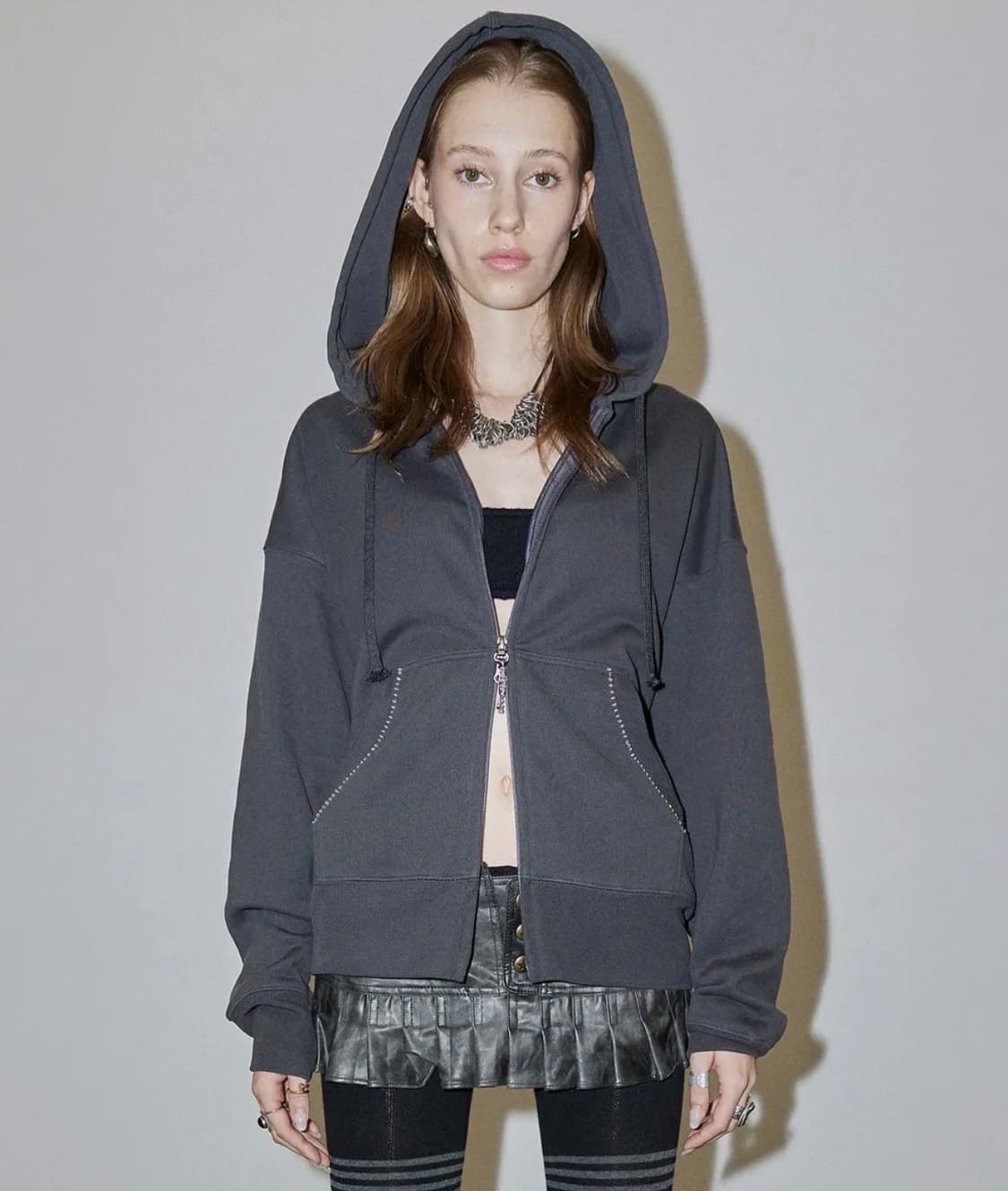 스컬프터 세인트 후드 집업 차콜 상품이미지2