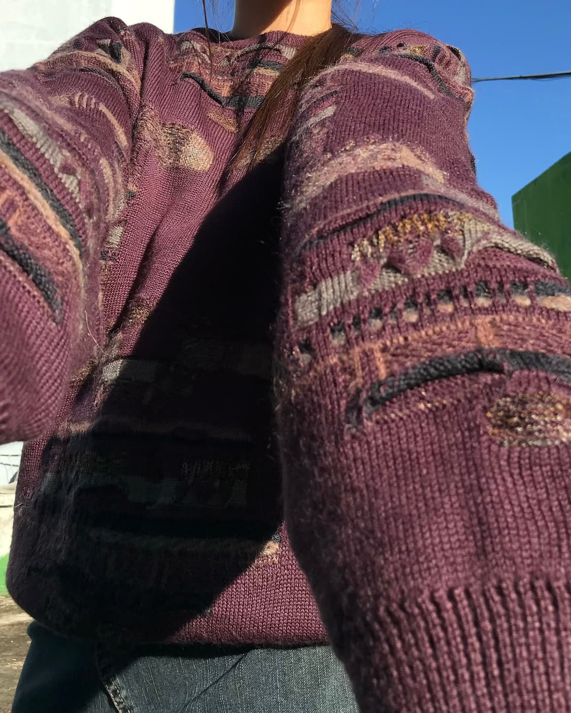 자주 와인 텍스쳐 니트  상품이미지2