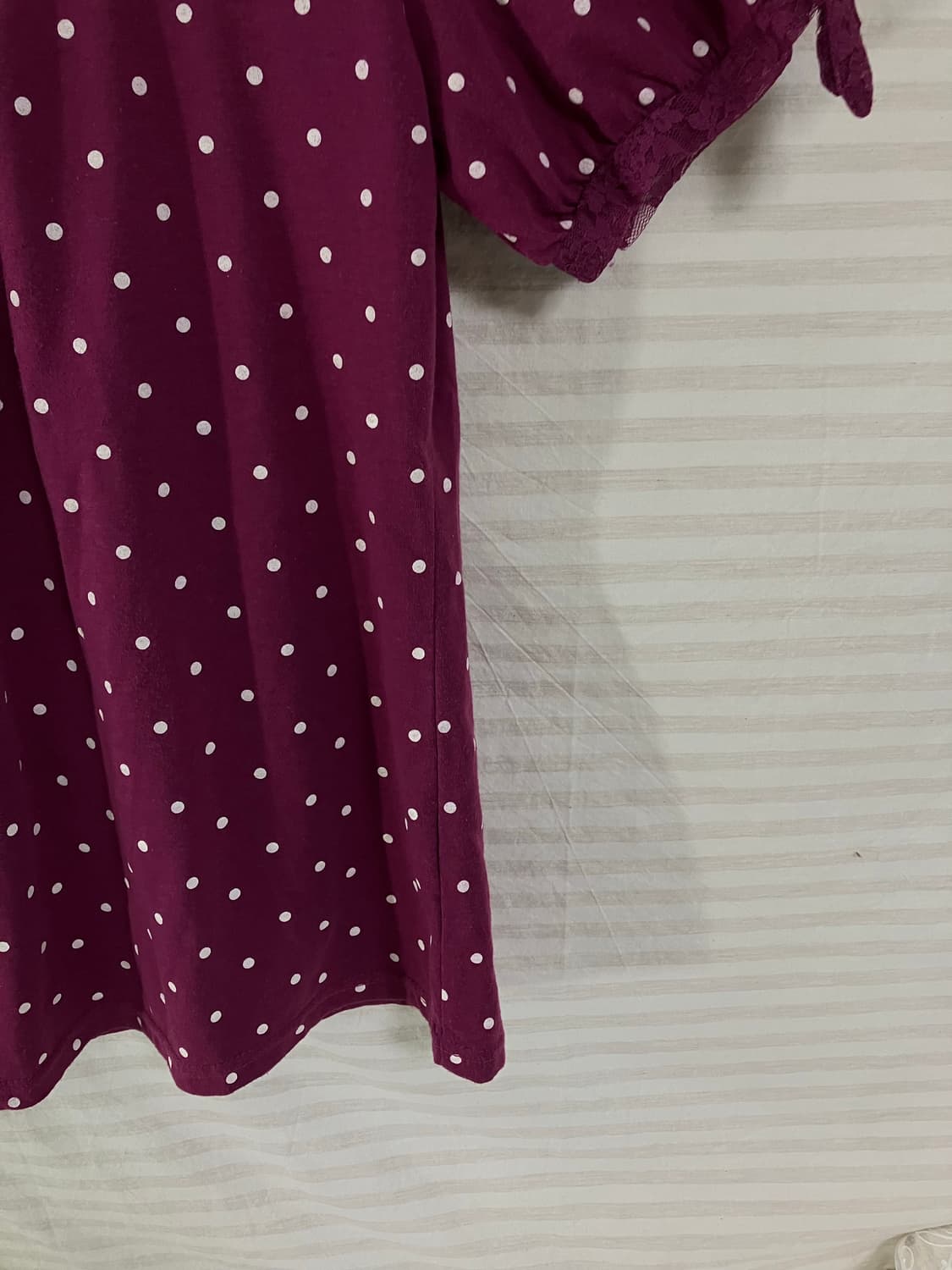 빈티지 액시스팜 퍼플 도트 레이스 반팔 1061 모리걸 y2k 스트릿 갸 상품이미지4