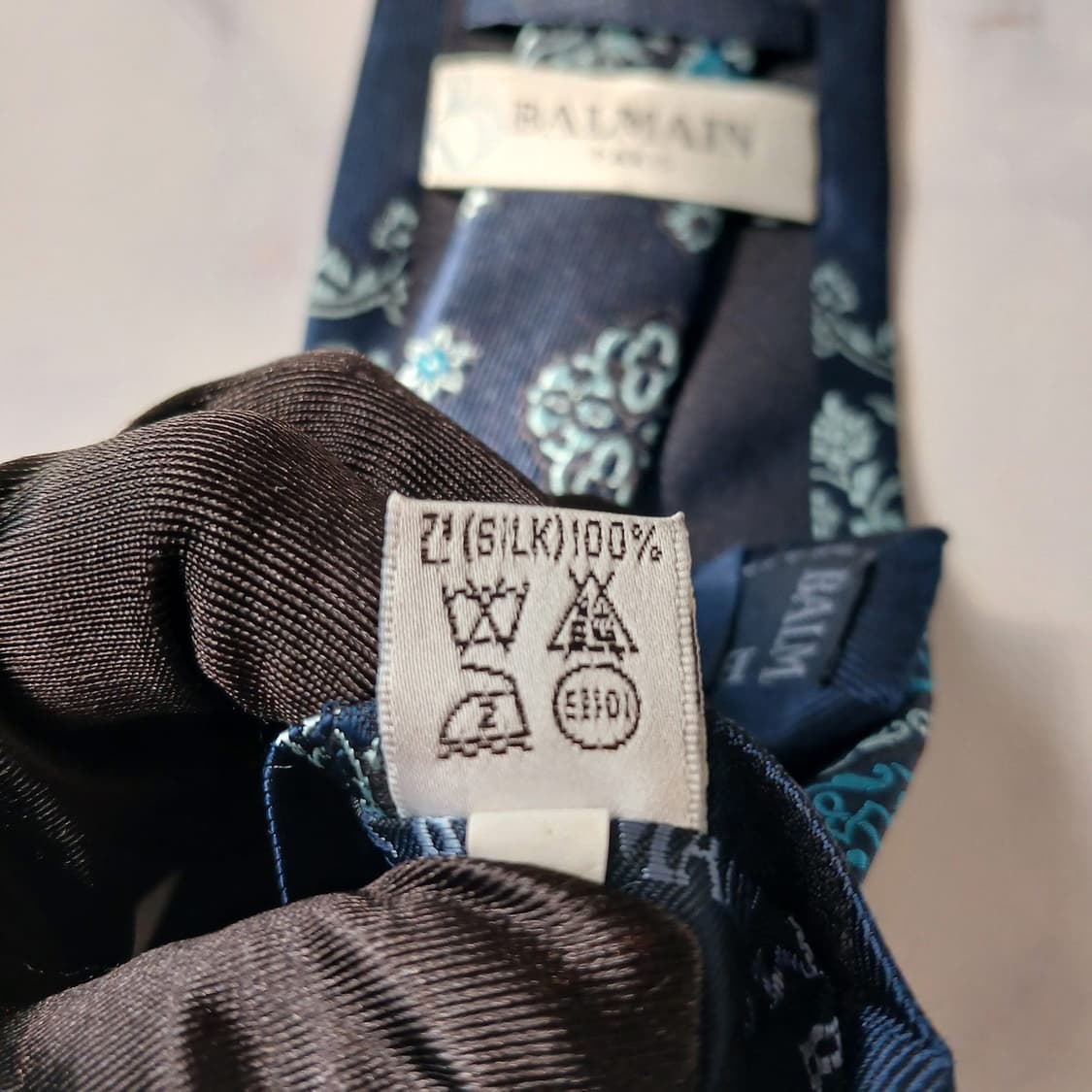 발망 네이비 페이즐리 자카드 넥타이 9.7cm A+등급 E774 상품이미지9