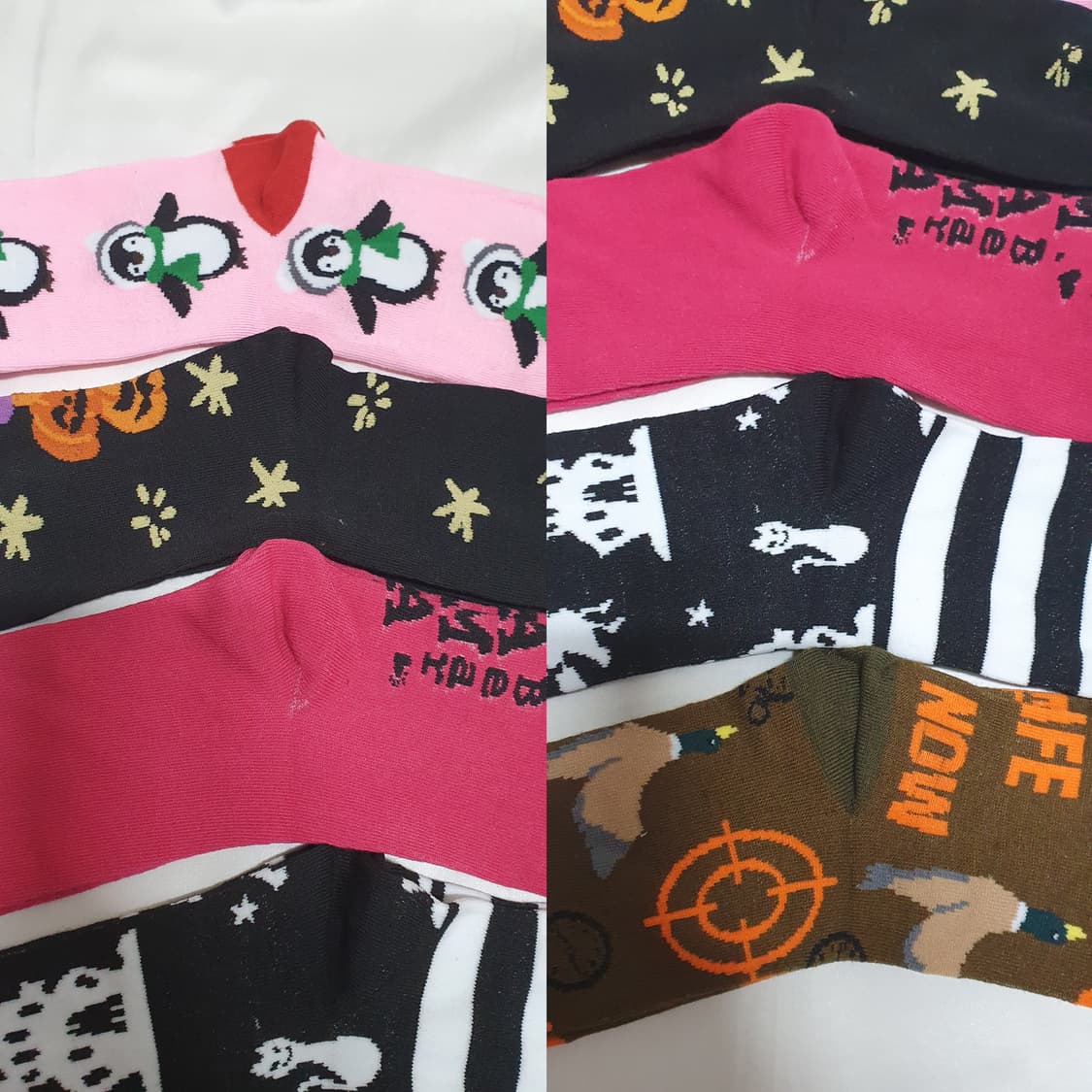 5컬레 가격~ 핑크 블랙 브라운 펭귄 호박 할로윈 에이치앤엠 양말  상품이미지4