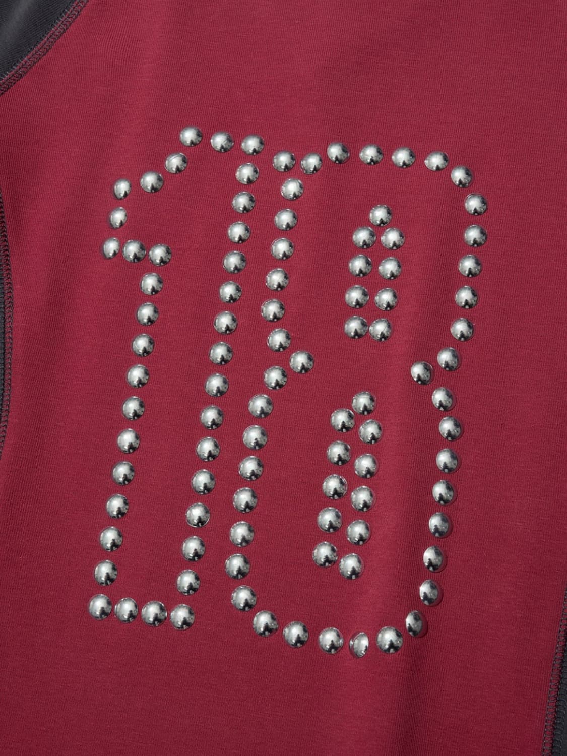 [택포] 18 스터디드 브이넥 쓰리쿼터 슬리브 티 레드 상품이미지2