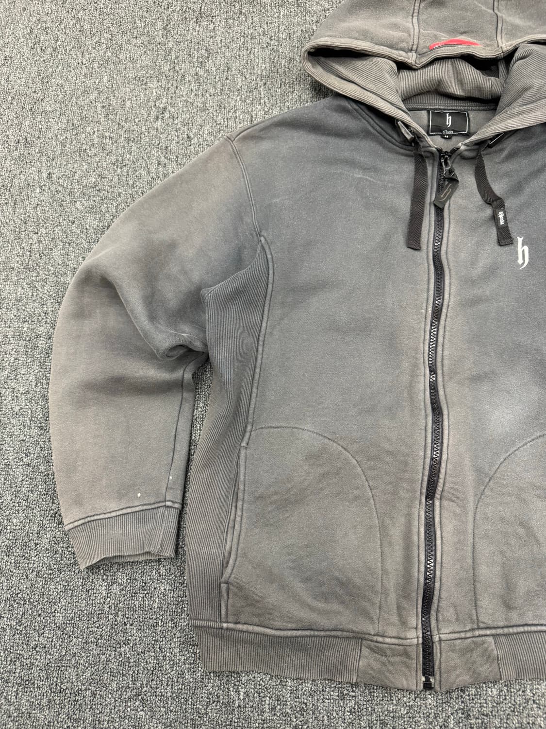 M)DJ Honda 빈티지 플리스 사이드 panel 디테일 차콜 후드집업 상품이미지5