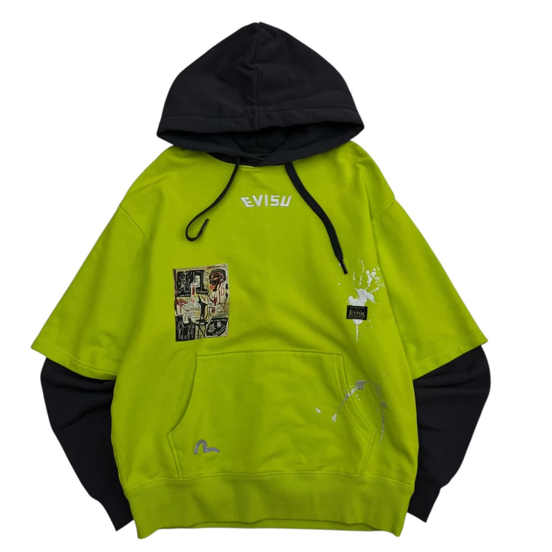 에비수 장 미쉘 바스키아 네온 레이어드 차콜 후드 L 상품이미지3
