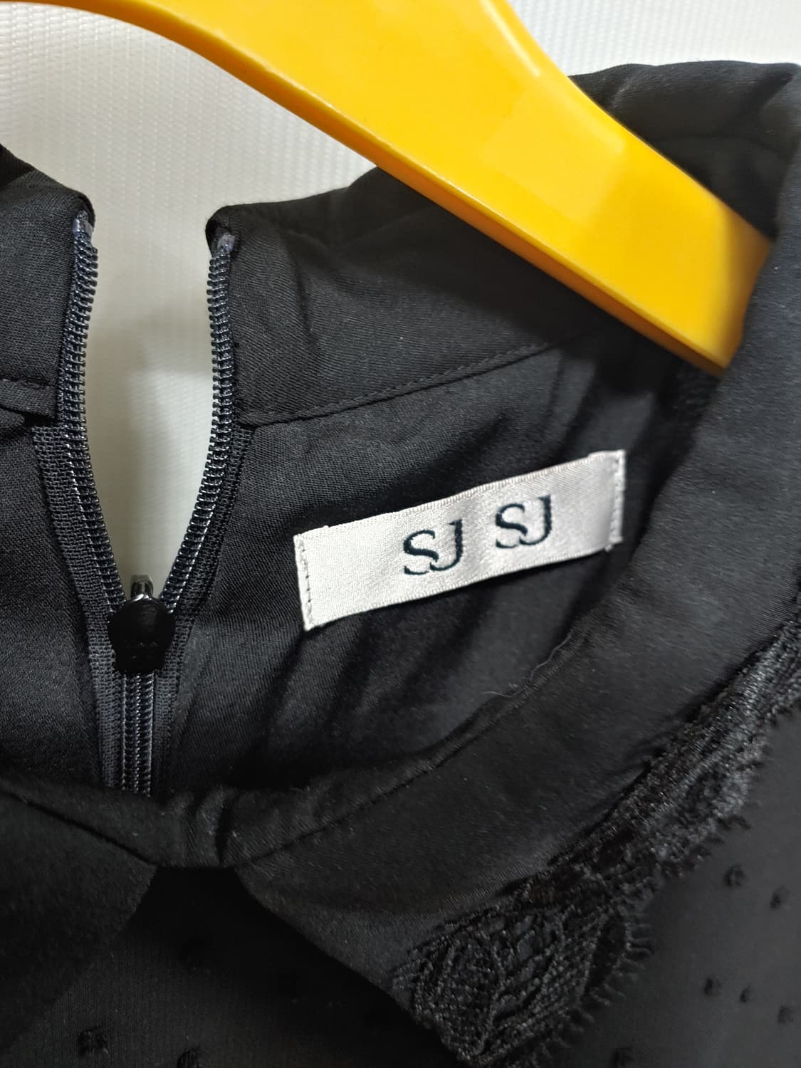 sjsj 블랙 레이스 카라 도트 롱 원피스 여성 76-90-155 상품이미지3