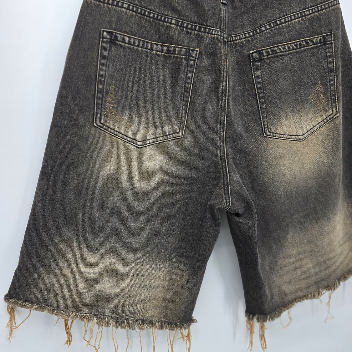 INSILENCE 데님 쇼츠 와이드 컷팅 데님 반바지 상품이미지5