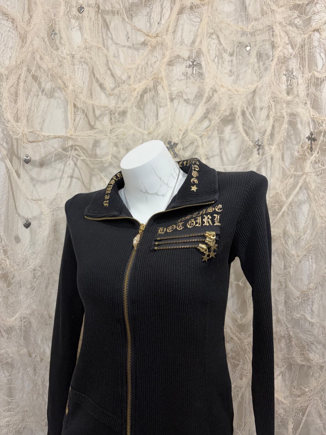 Y2K gold zip detail high-neck zip up 상품이미지6