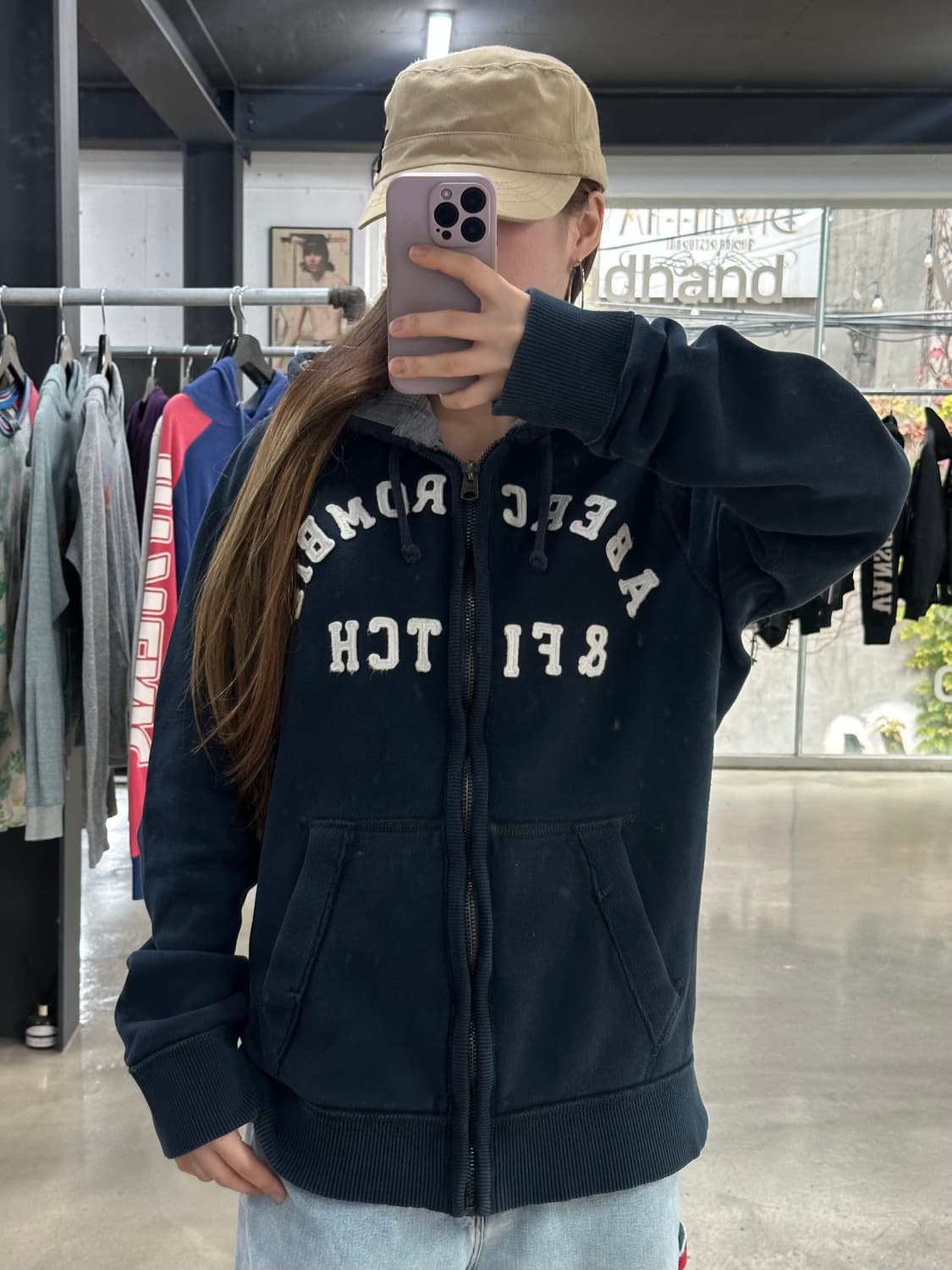 아베크롬비 머슬핏 후드집업 네이비 상품이미지3