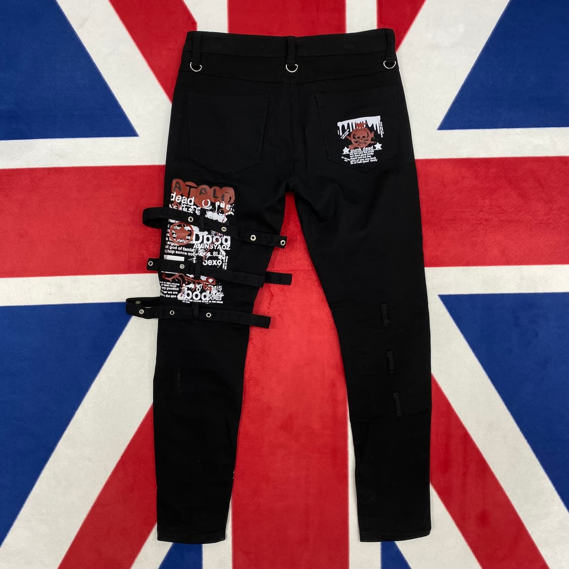 빈티지 스컬 펑크 팬츠 실측 32 상품이미지4