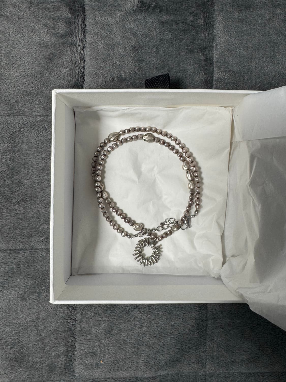 999휴머니티 페블 심볼 넥레이스 (블랙 실버) 상품이미지2