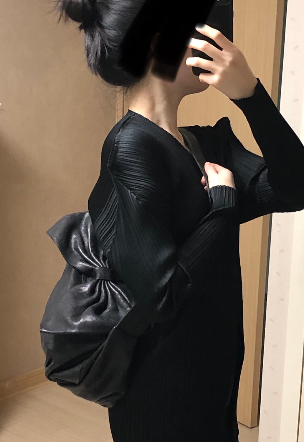 2way 검정 리본 가죽 가방 레더 숄더백 크로스백 상품이미지10