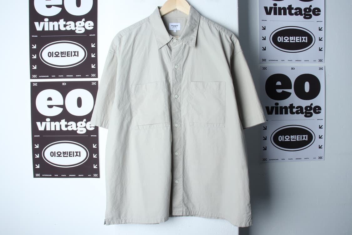 (L-XL) 에스피오나지 반팔 카라 티셔츠 셔츠 남방 베이지-H32855 상품이미지2