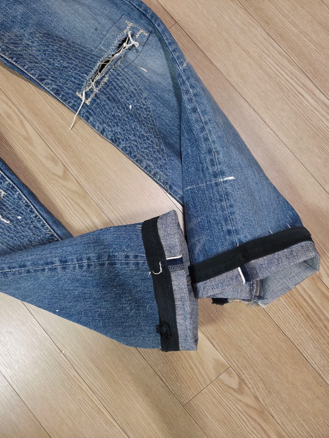 HOO KOO JAPAN 블루 디스트로이드 데님 팬츠 상품이미지4