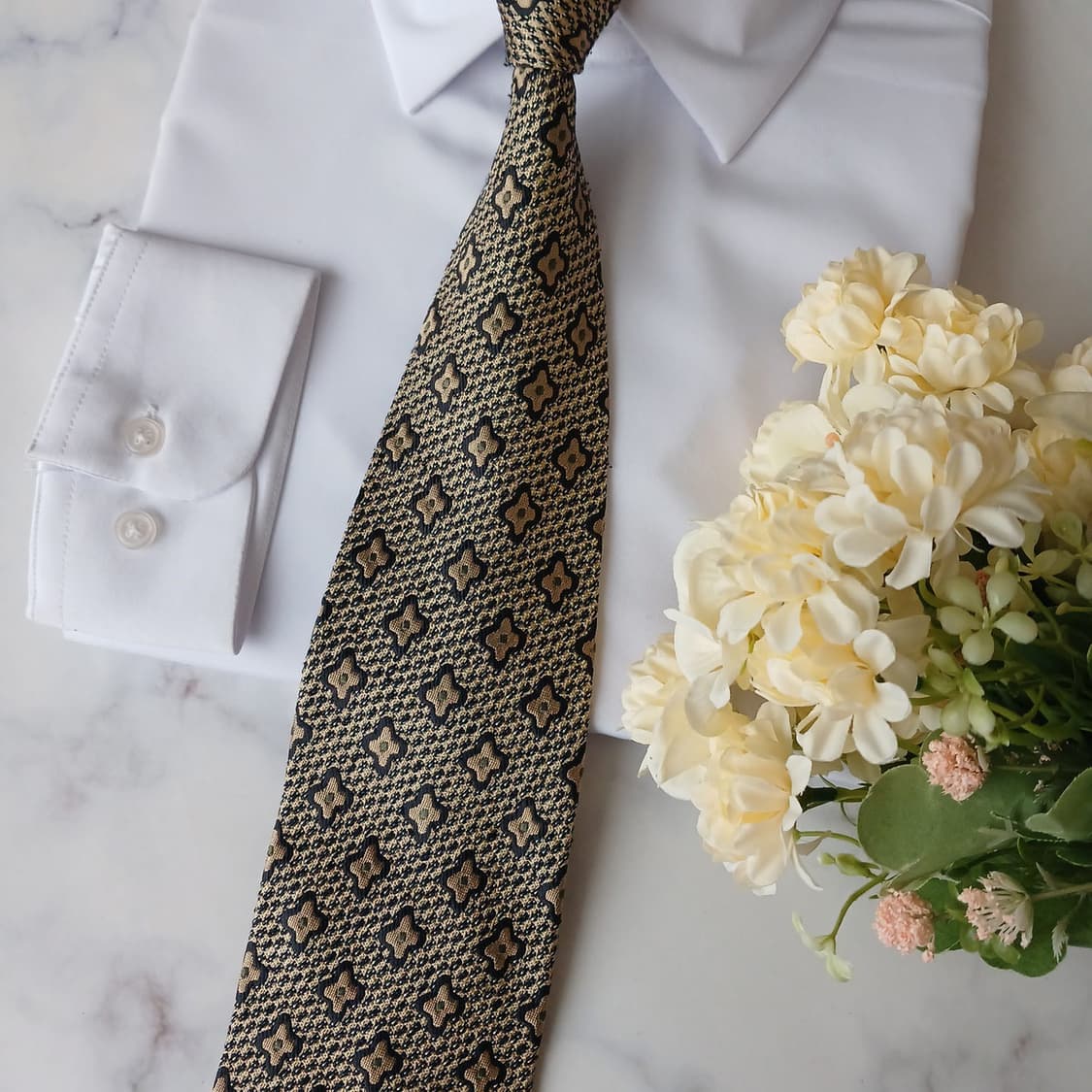 입생로랑 실크 브라운 자카드 패턴 넥타이 10cm A+등급 A19723 상품이미지7
