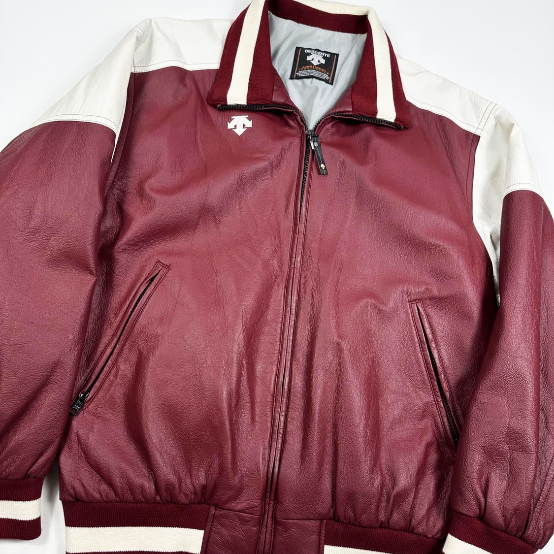 데상트 동계 레더 스타디움 자켓 야구점퍼 버건디 L 상품이미지4