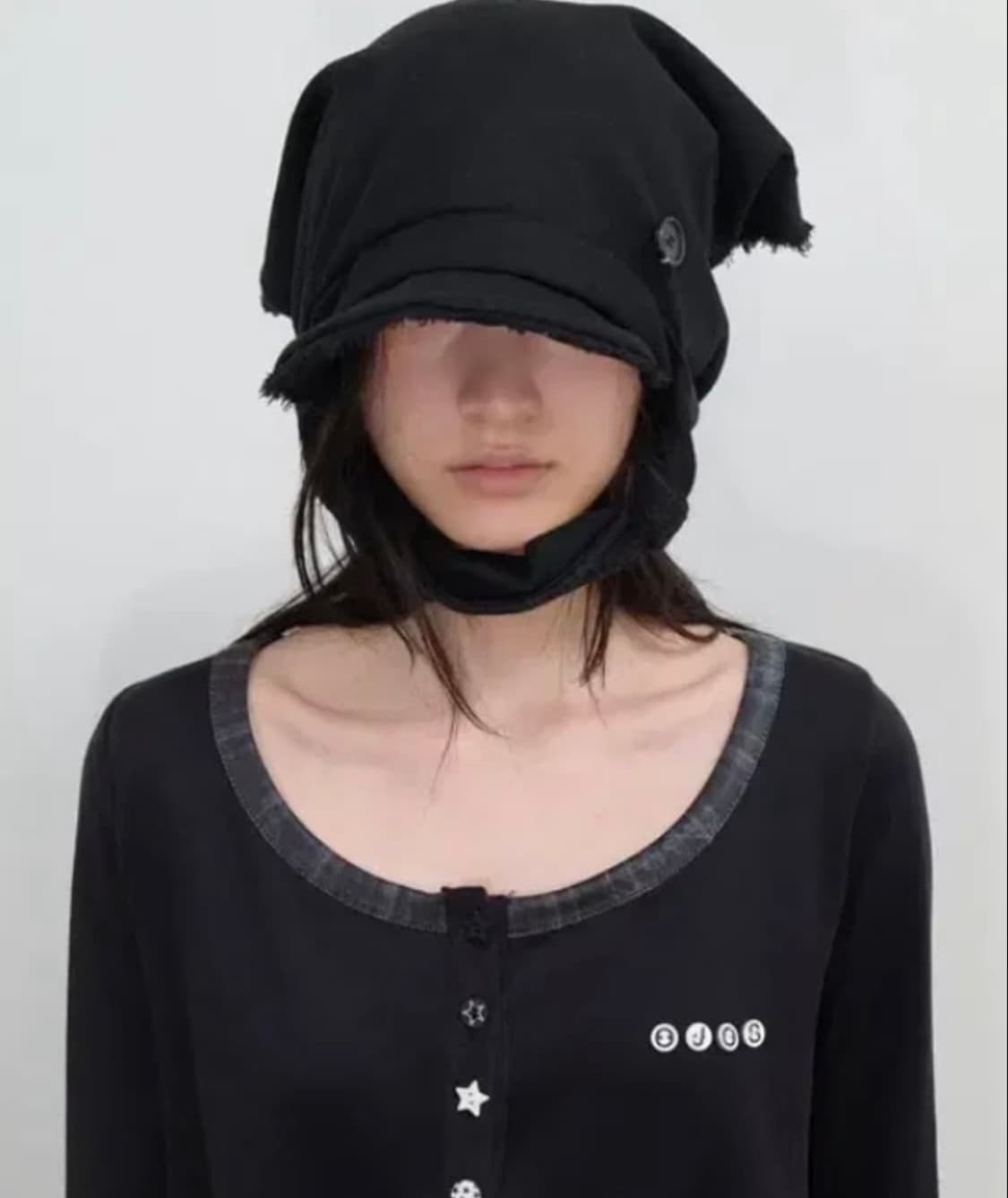 오호스 스카프 베일 울 캡 차콜 상품이미지1