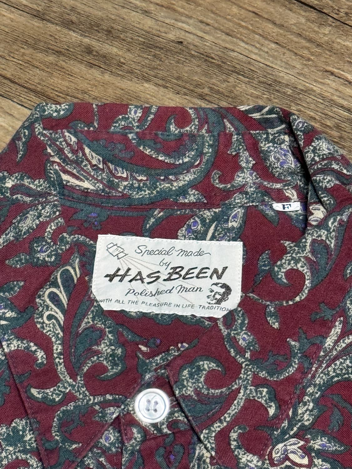 해즈빈 폴리시드 맨 버건디 페이즐리 셔츠 상품이미지5