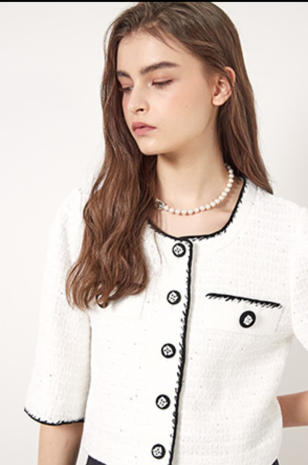 오브제 컬러라인 비딩 트위드자켓 상품이미지7