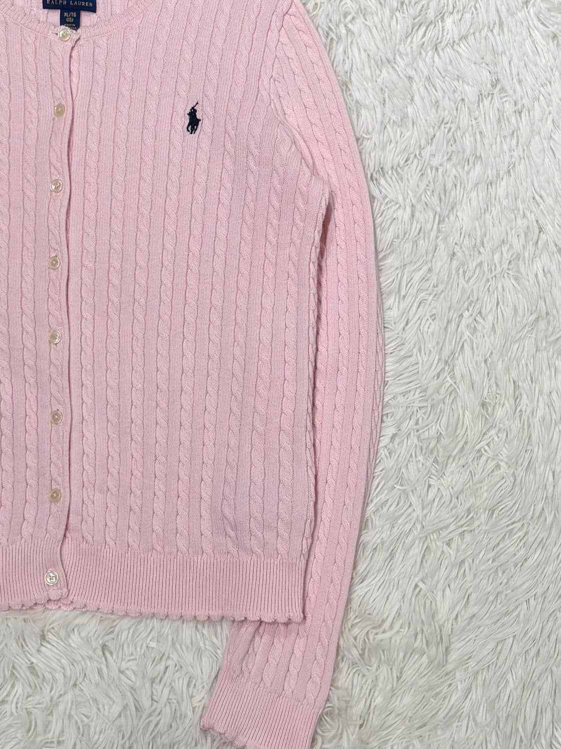 폴로랄프로렌 포니 베이비핑크 케이블 가디건 상품이미지5