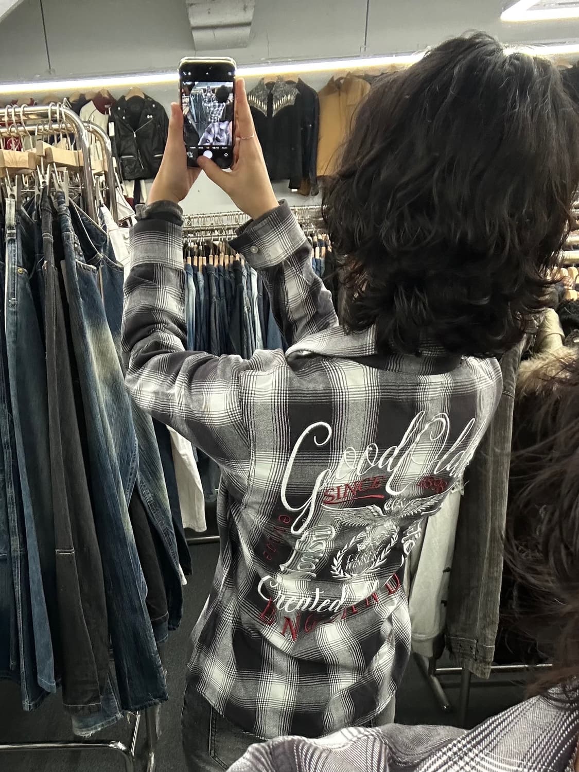 M) 노턴 모터사이클 UK 자수 셔츠 체크 패턴 상품이미지2