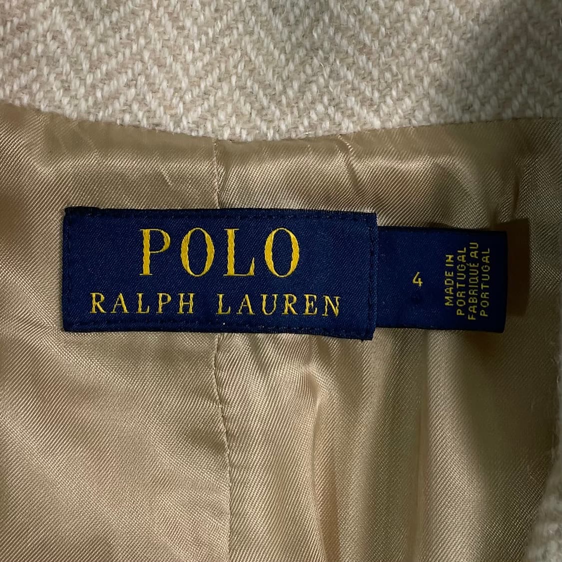 폴로 랄프로렌 우먼스 아이보리 헤링본 울 코트 상품이미지8