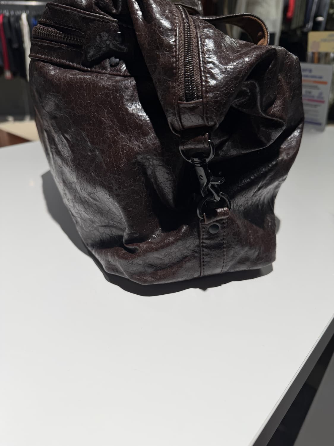 Textured faux leather boston bag 상품이미지8