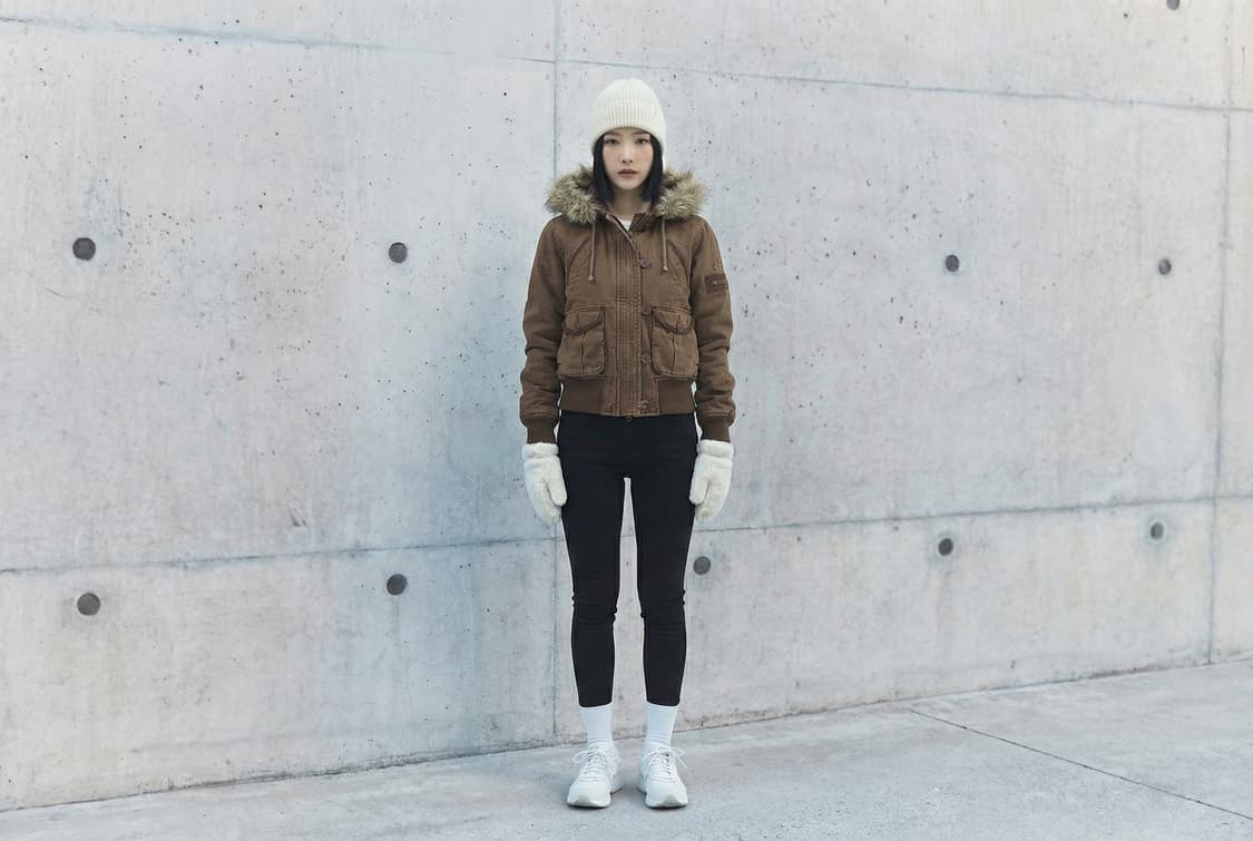 🧥 아베크롬비 퍼 후드 숏 자켓 – 브라운 상품이미지1