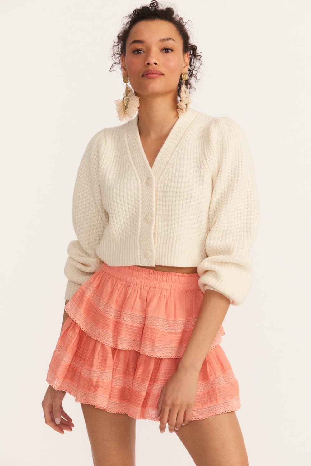 LOVE SHACK FANCY 크림 크롭 울 캐시미어 가디건 상품이미지3