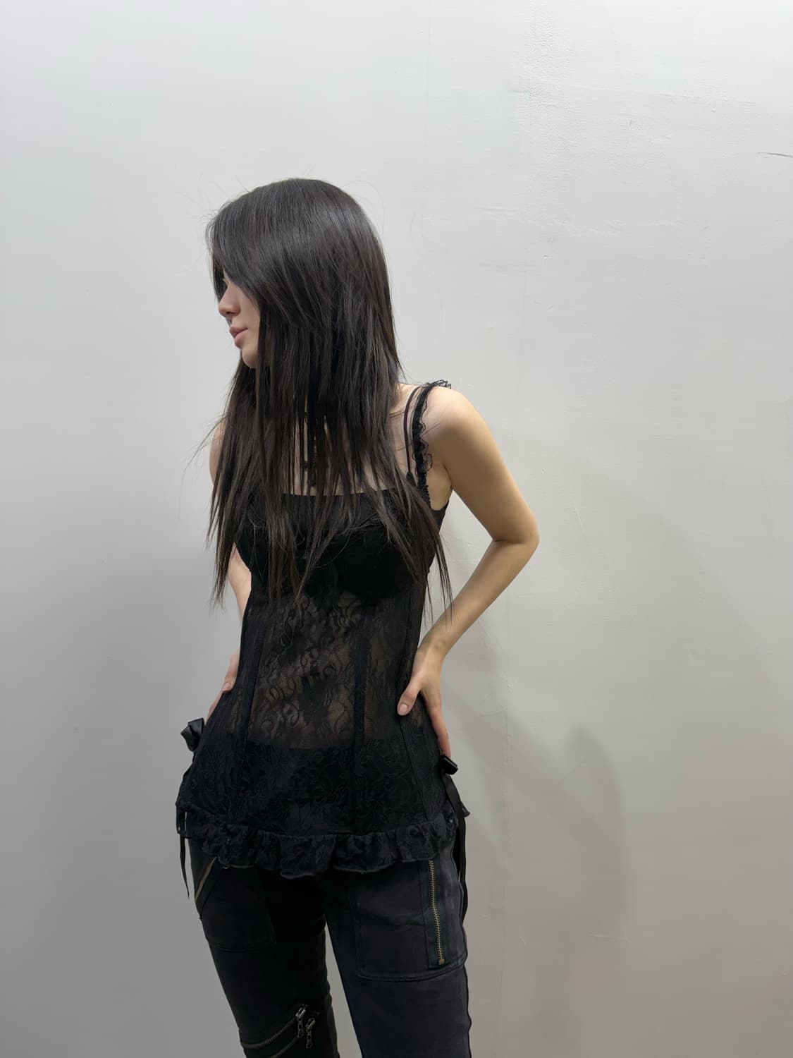 리본 레이스 디테일 시스루 코르셋 상품이미지9