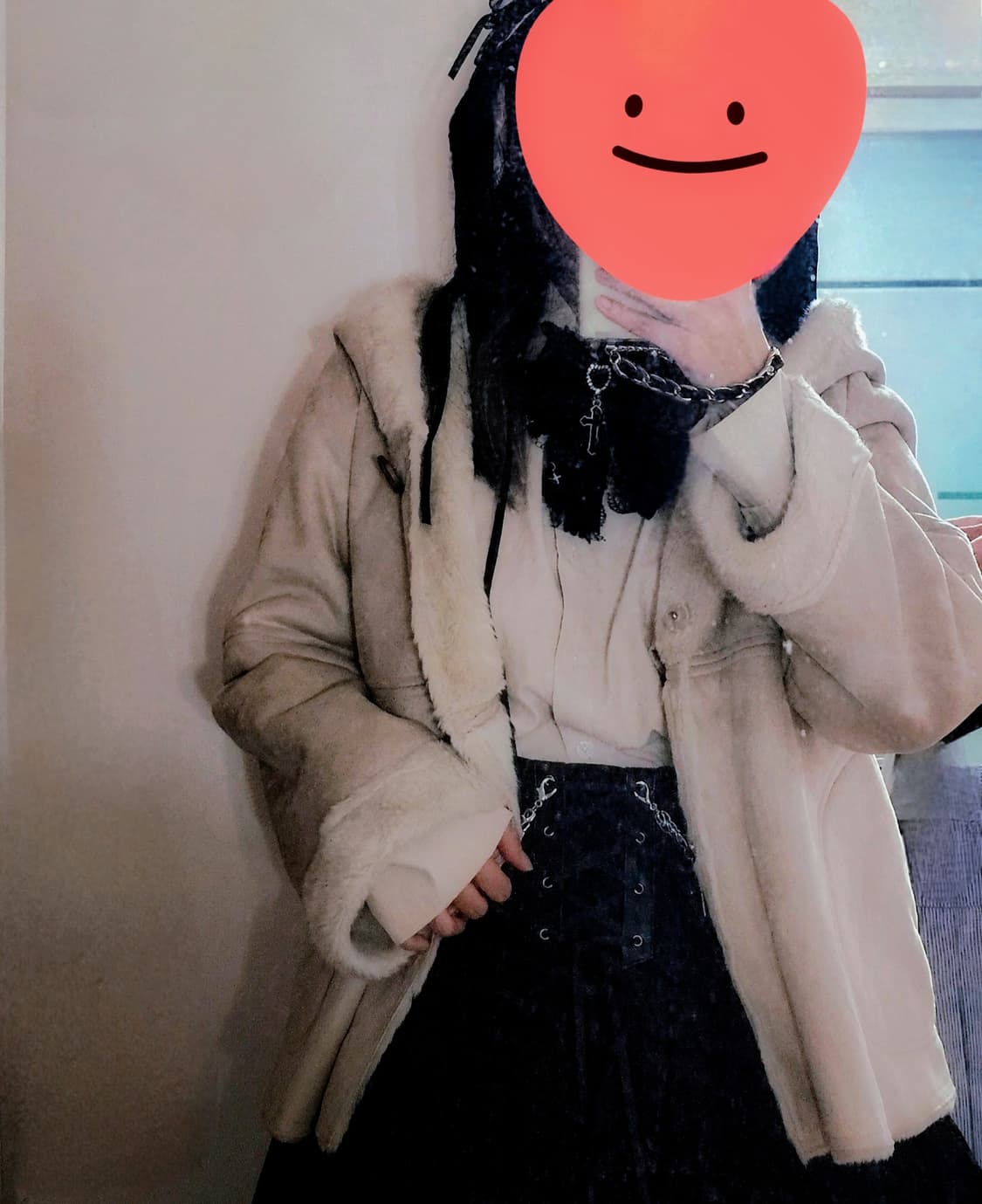 일본빈티지 캐주얼 양산형 지뢰계 세미로리타st 스웨이드 퍼 후드 자켓 상품이미지1