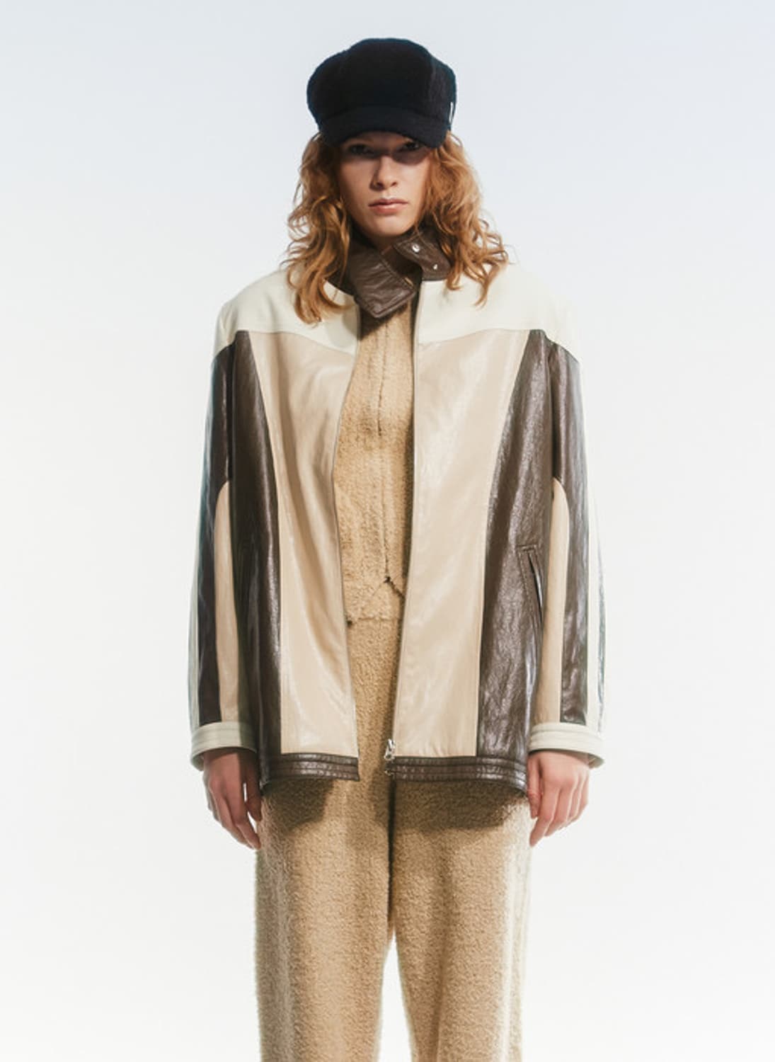 Open yy 더오픈프로덕트 레더 바이커 자켓 panelled biker 상품이미지1