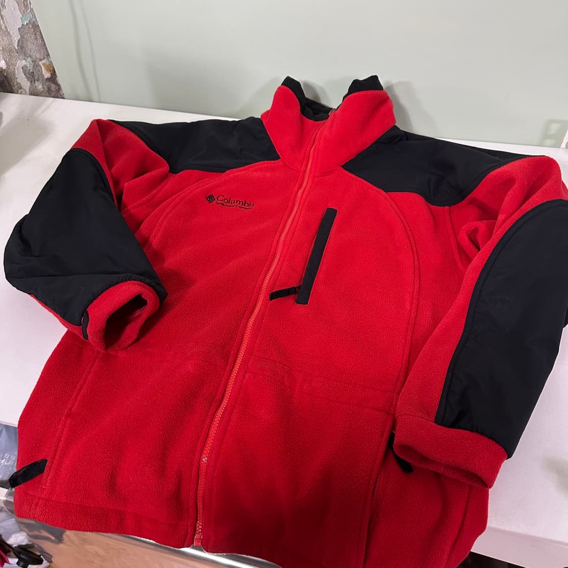 M 컬럼비아 레드블랙 나일론배색 플리스자켓 상품이미지3