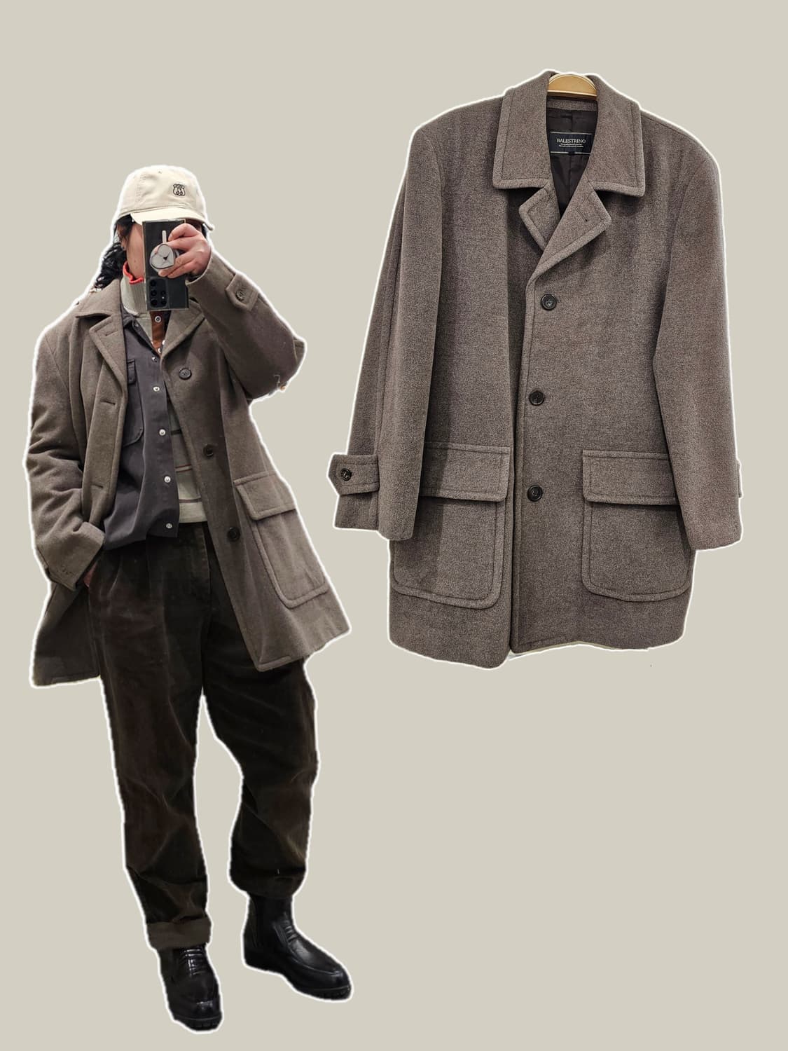 Balestrino 브라운 토프 앙고라 램스 미들코트 상품이미지1