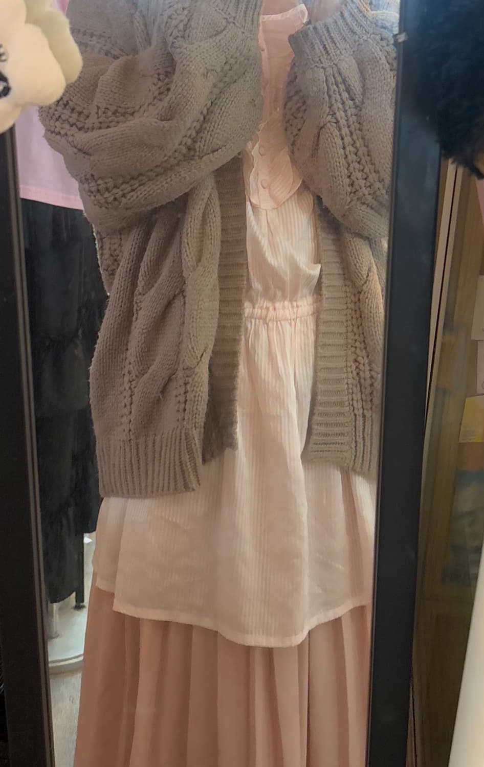 착샷⭕️) 빈티지 모리걸 레이어드 연핑크 반팔 블라우스 상품이미지2