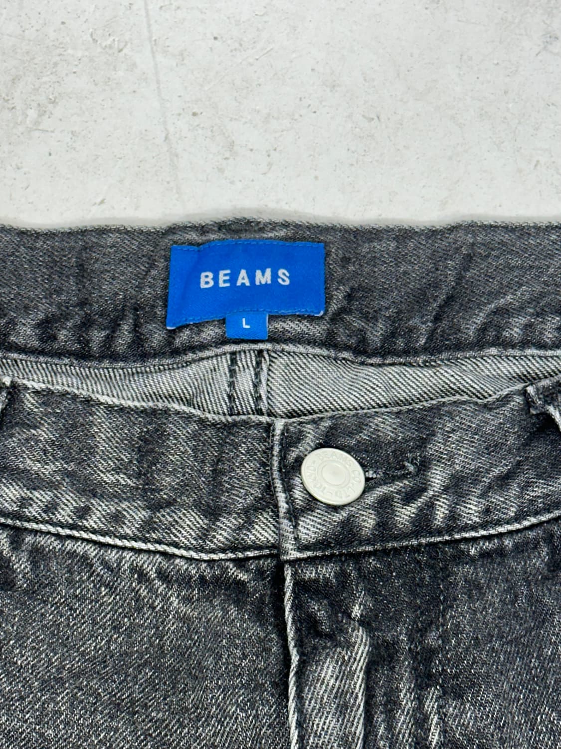 빔즈 흑청 와이드 조거 데님 팬츠 청바지 L 상품이미지7