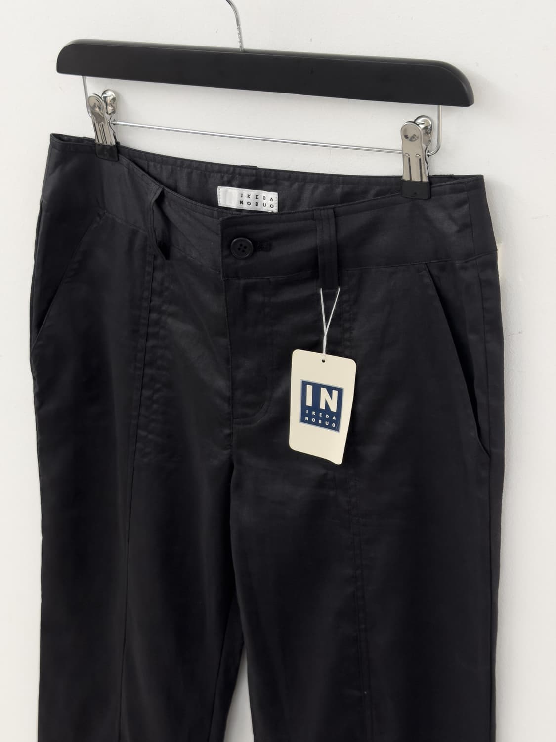 블랙 린넨 로우라이즈 팬츠 상품이미지2