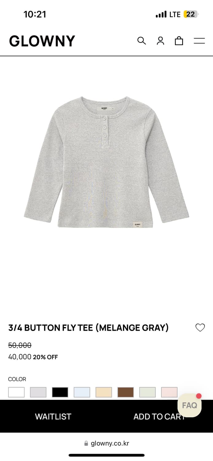 글로니 3/4 button fly tee (melange gray) M 상품이미지2