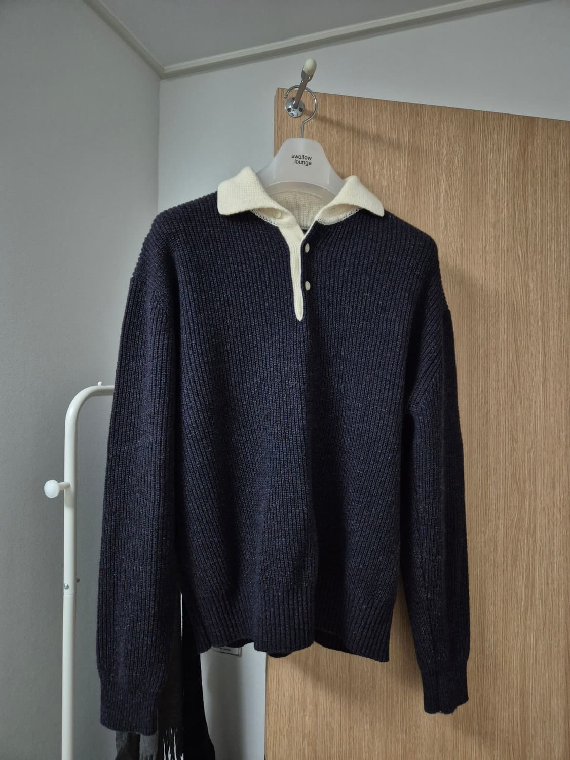 포터리 울 실크 럭비니트 네이비 1사이즈 상품이미지2