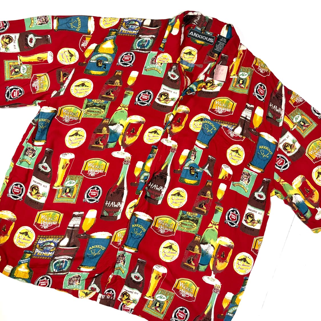 Anxious 레드 바틀 패턴 하와이안 셔츠 XL 상품이미지3