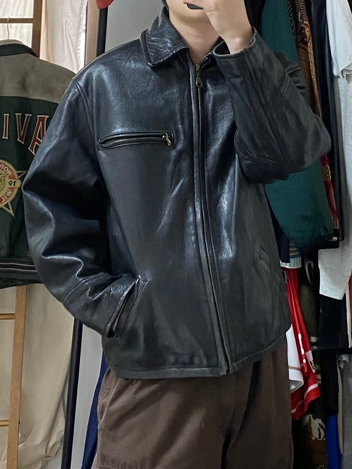 [M] 90s WINLIT 리얼레더 스포츠 자켓 상품이미지10