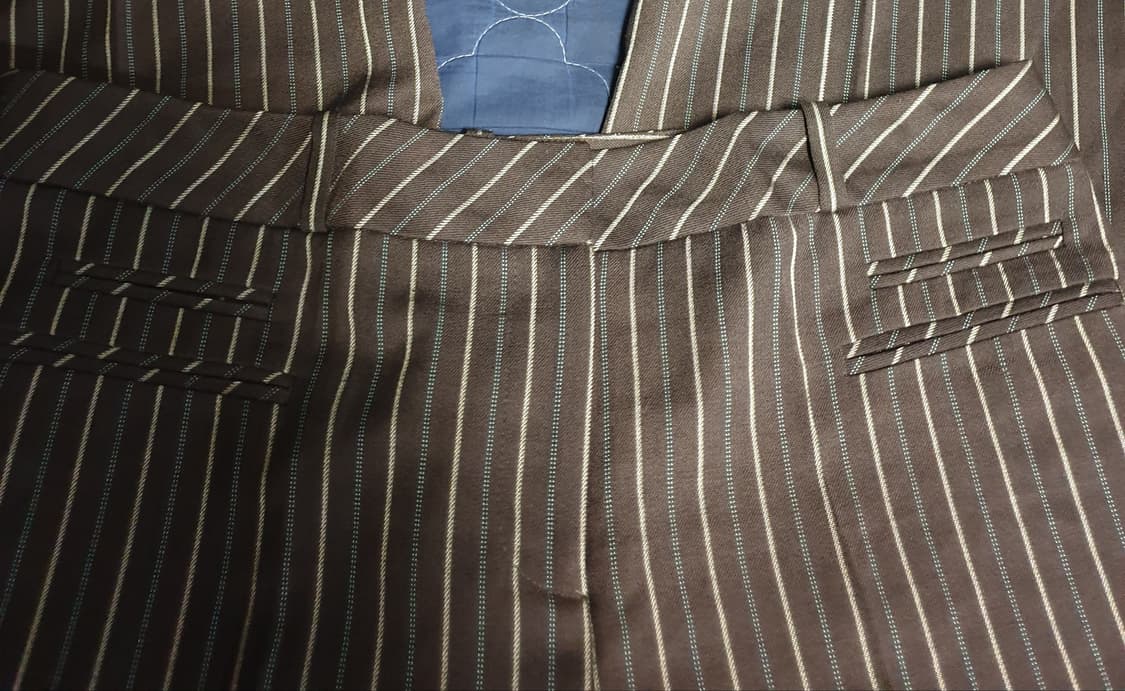 앤테일러 로프트 스트라이프 와이드 플레어핏 슬랙스 브라운 (30) 상품이미지2